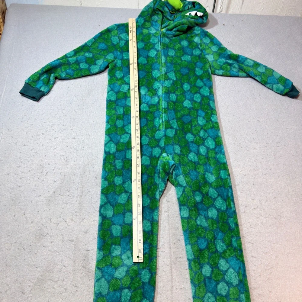Sainteve‎ Kids Dinosaur Pajamas Kids S 7/8 Green Excellent Hooded Fleece Onesie